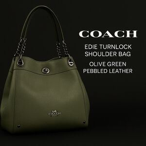 Coach Edie Turnlock Shoulder Bag in Olive